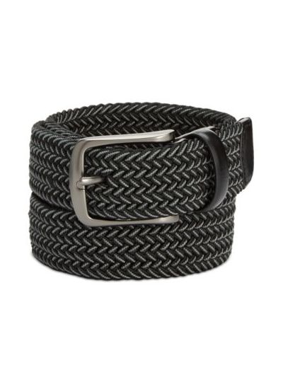 Men's Webbed Leather-Trim Belt