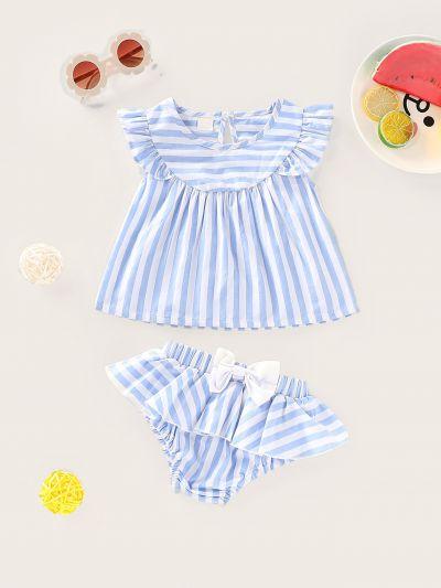 Baby Ruffle Trim Stripe Top & Shorts