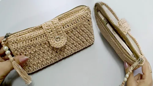 Beige Crochet Wallet