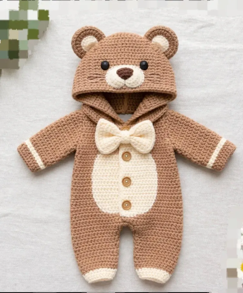 Brown Crochet Baby Bear Costume