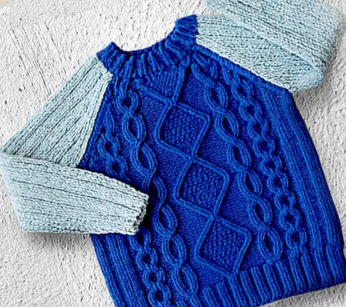 Cable Knit Blue Sweater