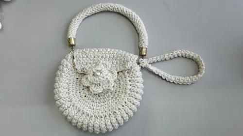 Cream Crochet Round Purse