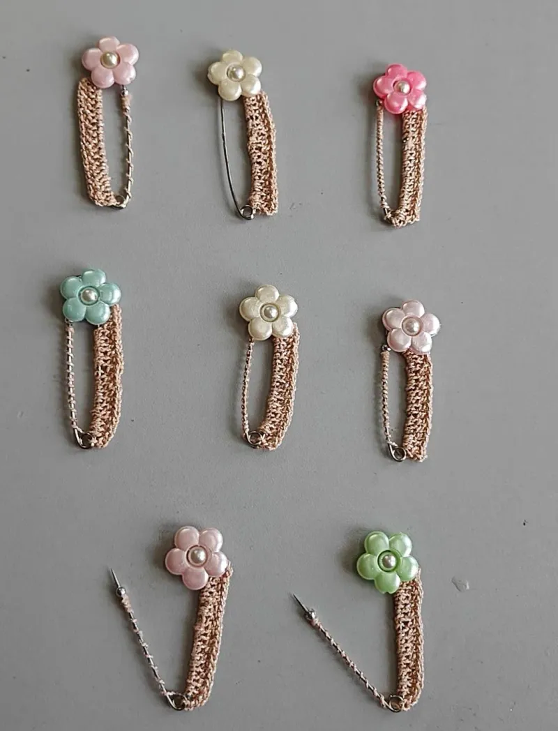 Crochet Safety Pin Brooches