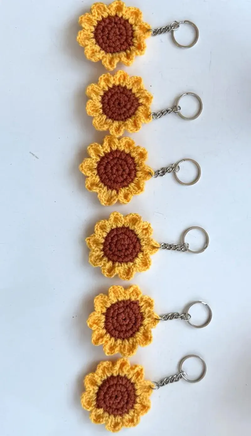 Crochet Sunflower Keychains