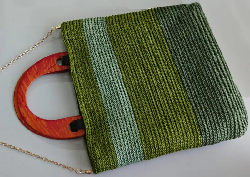 Green Crochet Tote Bag