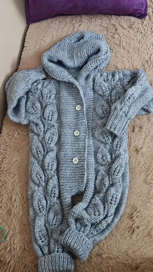 Grey Knitted Baby Romper