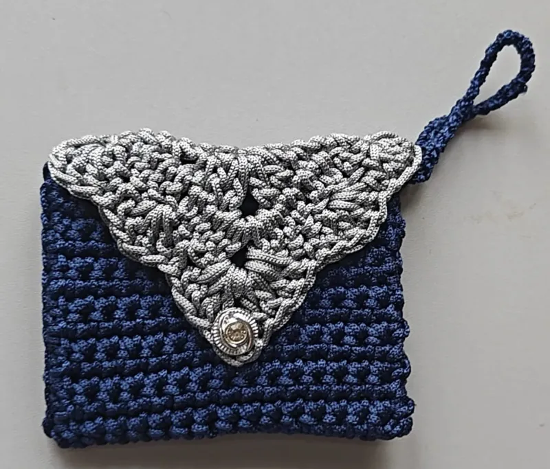 Navy Crochet Pouch