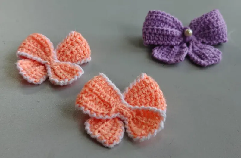 Peach Crochet Bow