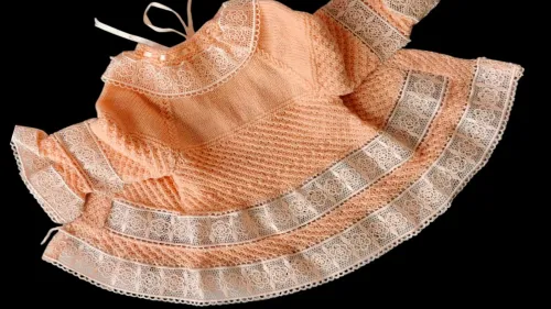 Peach Knitted Baby Frock