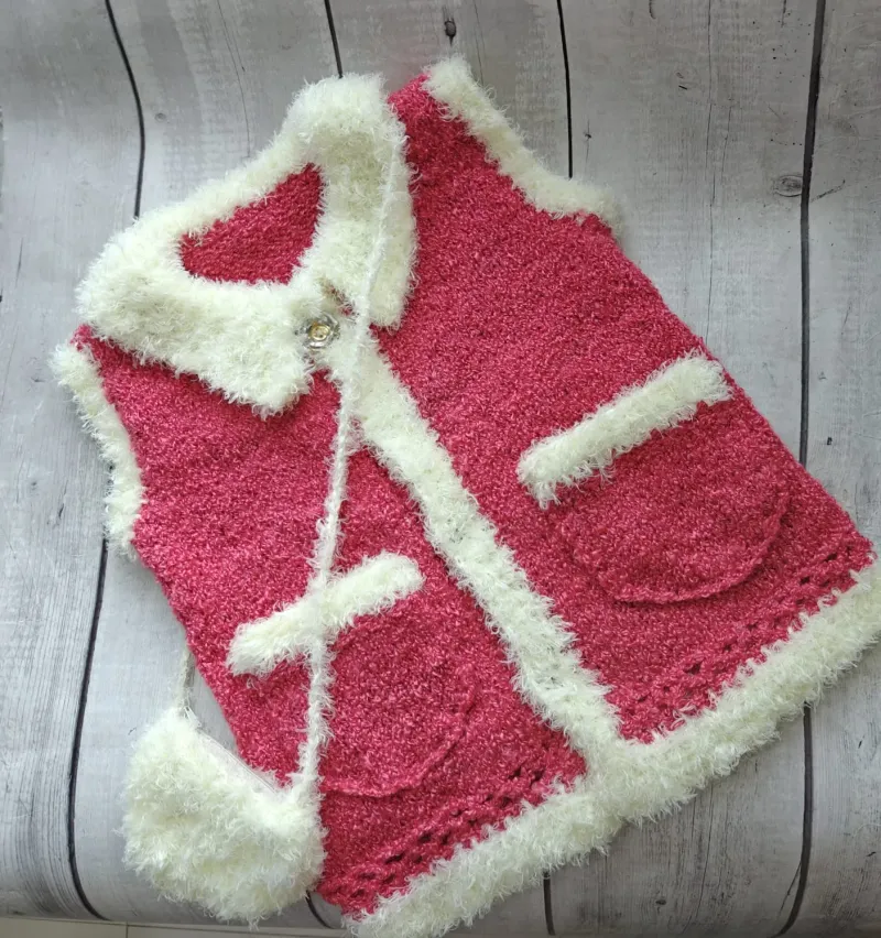 Pink Crochet Girls' Vest