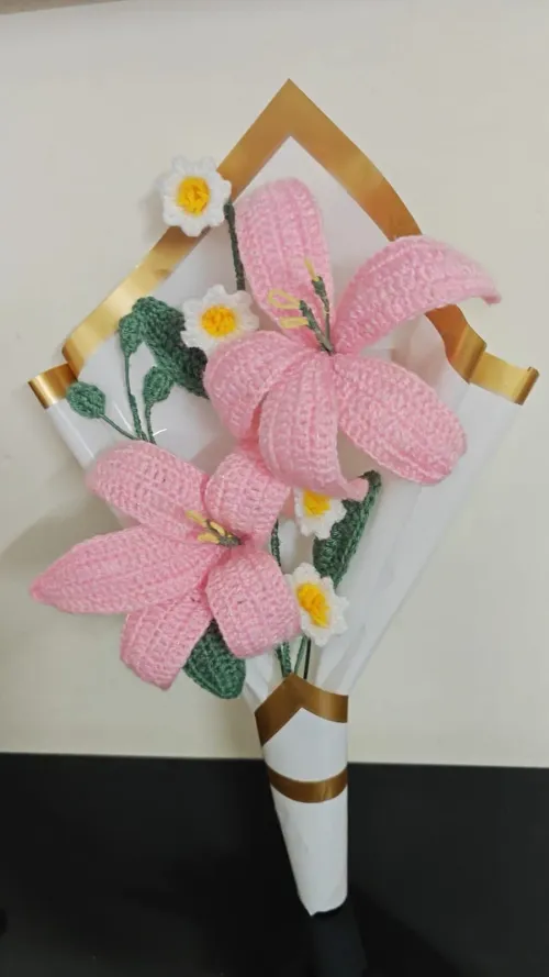 Pink Crochet Lily Bouquet