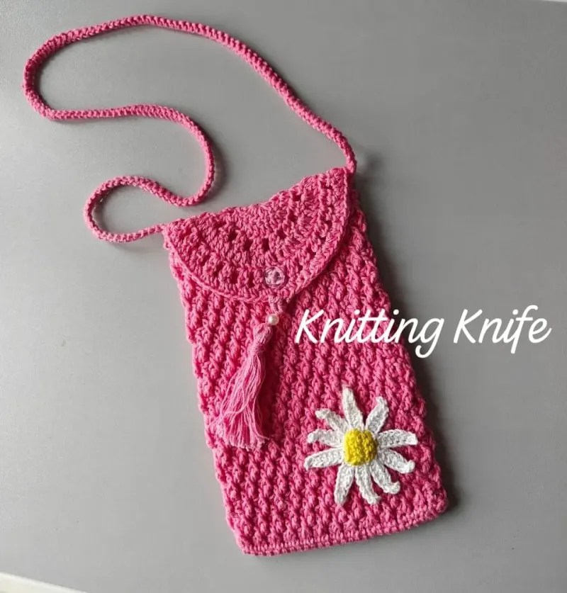 Pink Crochet Phone Sling Bag — photo 1 of 2