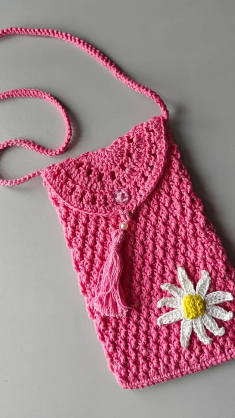 Pink Crochet Phone Sling Bag — photo 2 of 2