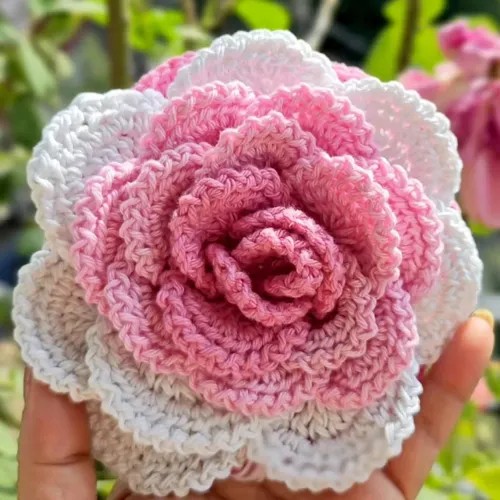 Pink Crochet Rose