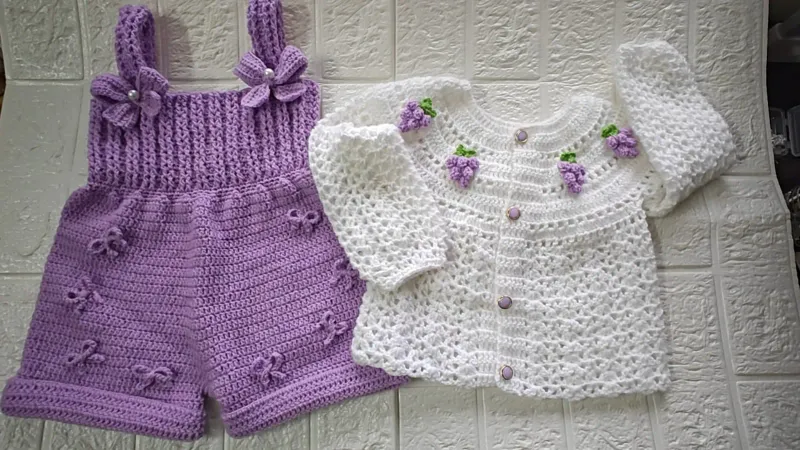 Purple Crochet Baby Romper — photo 2 of 3