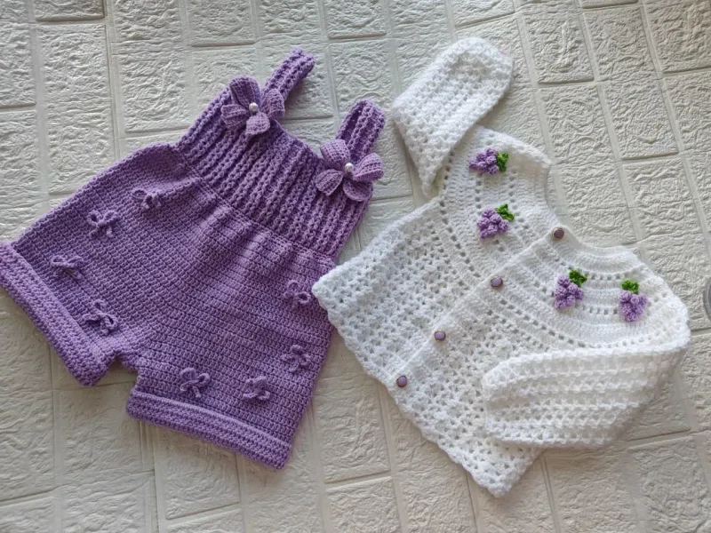 Purple Crochet Baby Romper — photo 3 of 3