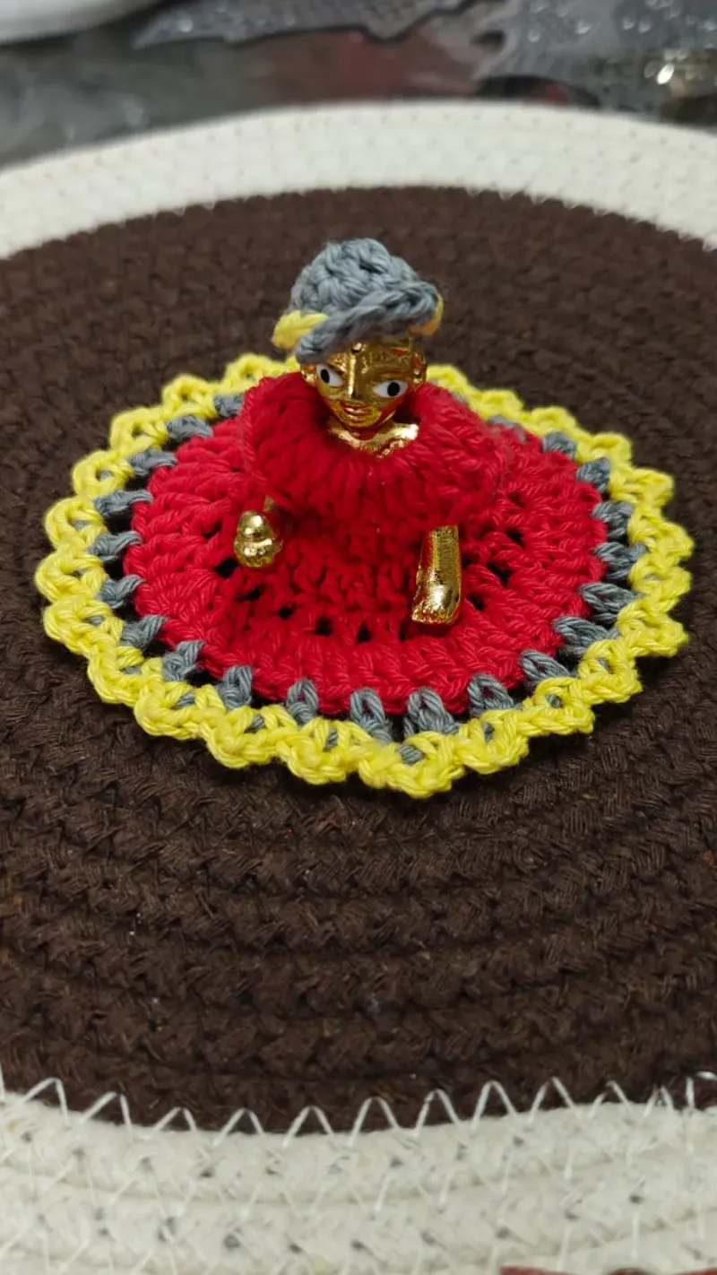 Red Crochet Laddu Gopal Dress