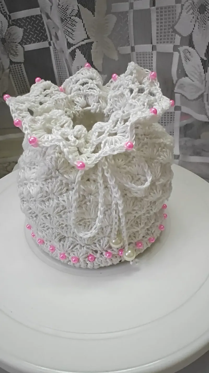 White Crochet Potli Bag