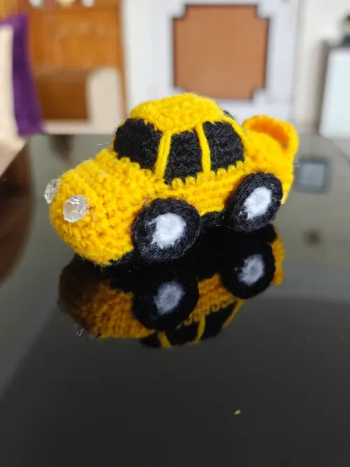 Yellow Crochet Toy Car
