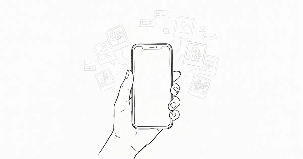 A ghost outline of photos emerging from a phone