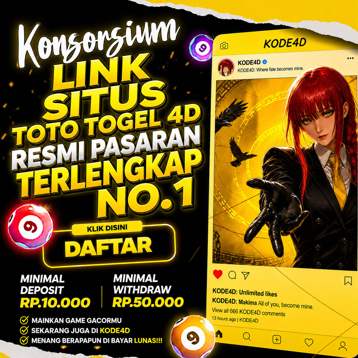 KODE4D - Konsorium Link Situs Toto Togel 4D Resmi Pasaran Terlengkap No.1