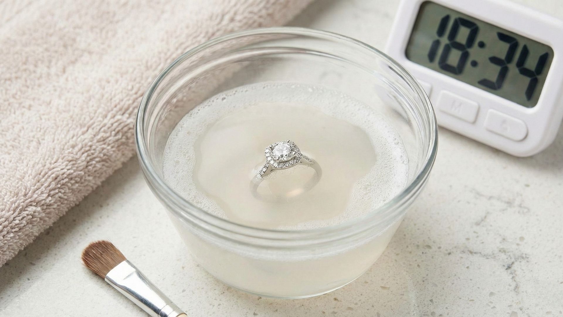 Soaking diamond ring in warm water