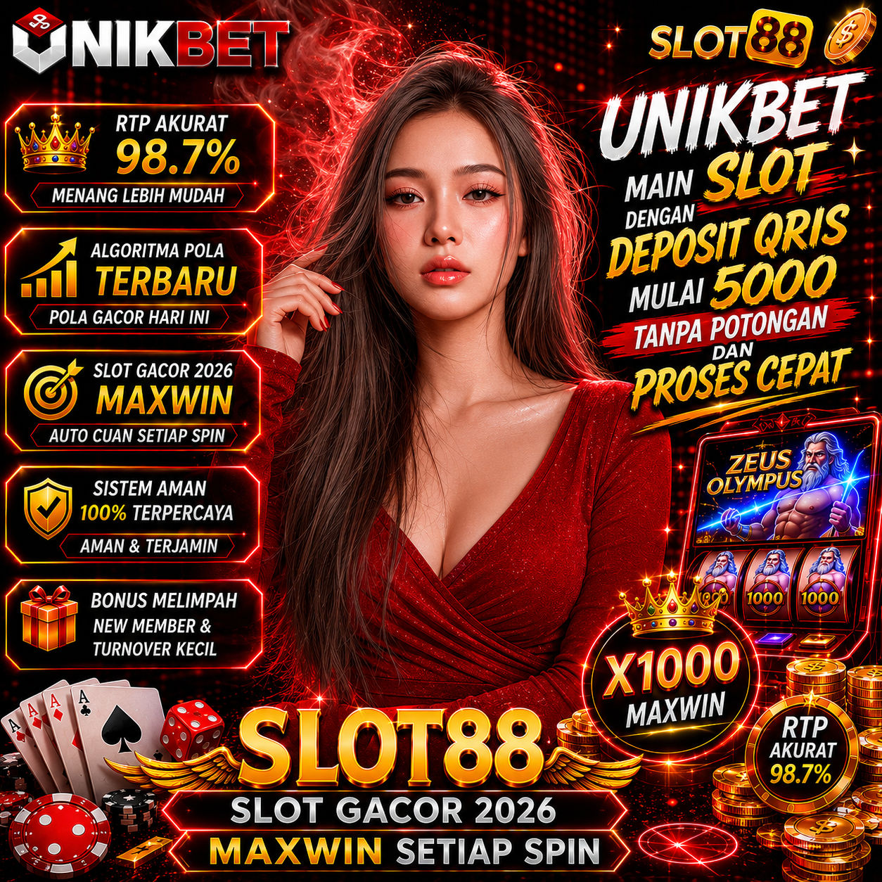 UNIKBET ~ Main Slot dengan Deposit QRIS Mulai 5000 Tanpa Potongan dan Proses Cepat image 1