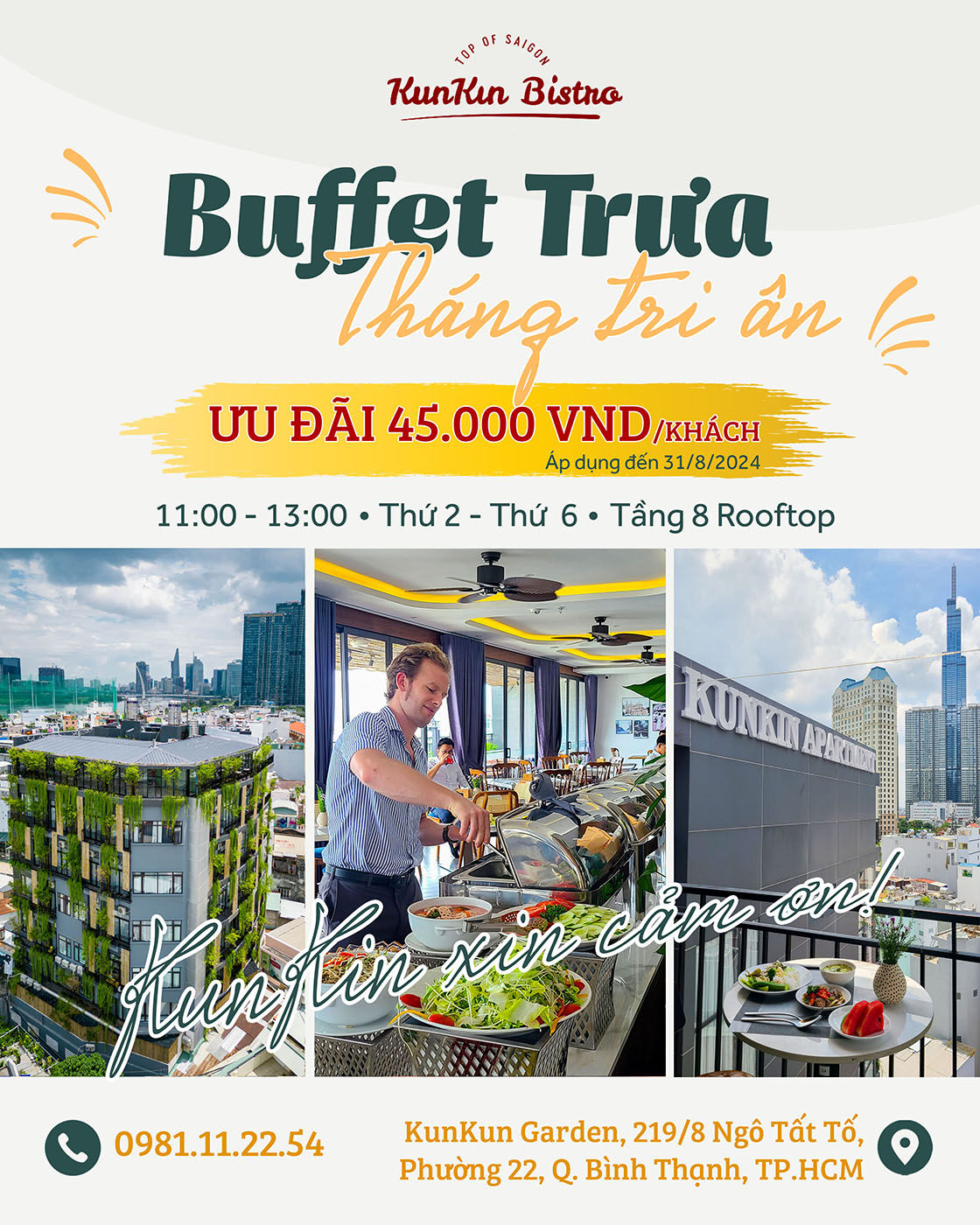 ƯU ĐÃI 𝟒𝟓.𝟎𝟎𝟎 𝐕𝐍𝐃/ VÉ BUFFET TRƯA NHƯ LỜI TRI ÂN ĐẶC BIỆT CỦA KUNKIN BISTRO 5 Lunch Buffet Poster2