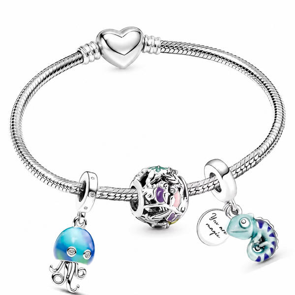Little Magic set: jellyfish, filigree bead and chameleon charms