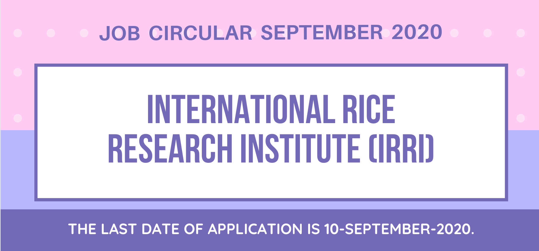 International Rice Research Institute (IRRI) Job Circular September 2020