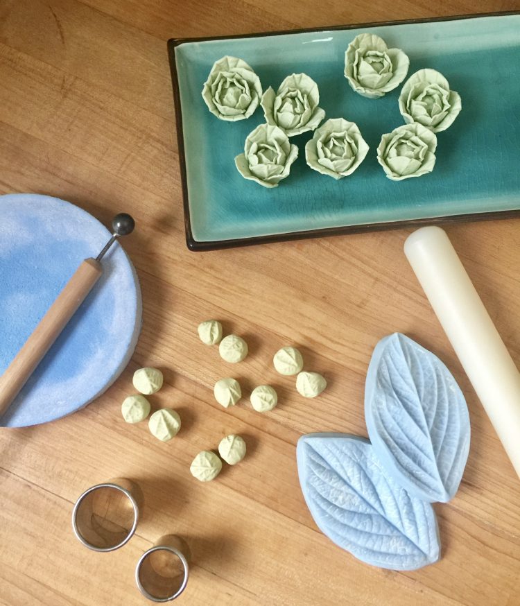 Materials needed to make cute little fondant cabbages