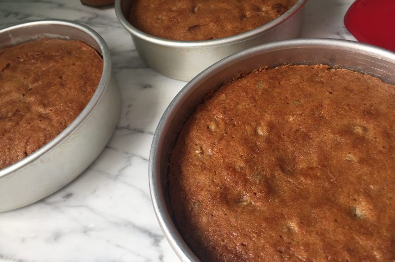 applesauce cake with salted caramel buttercream