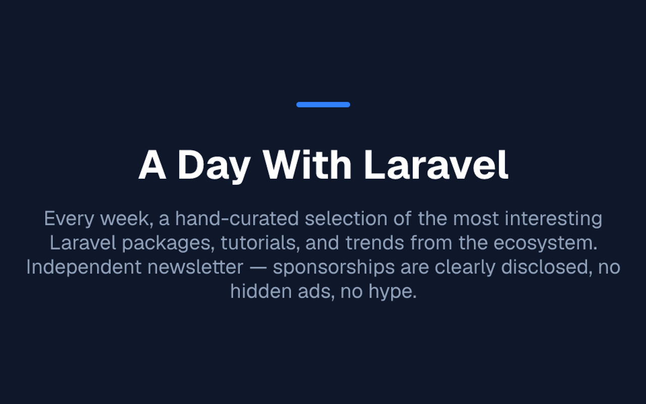 Homepage screenshot of a-day-with-laravel.happyto.dev