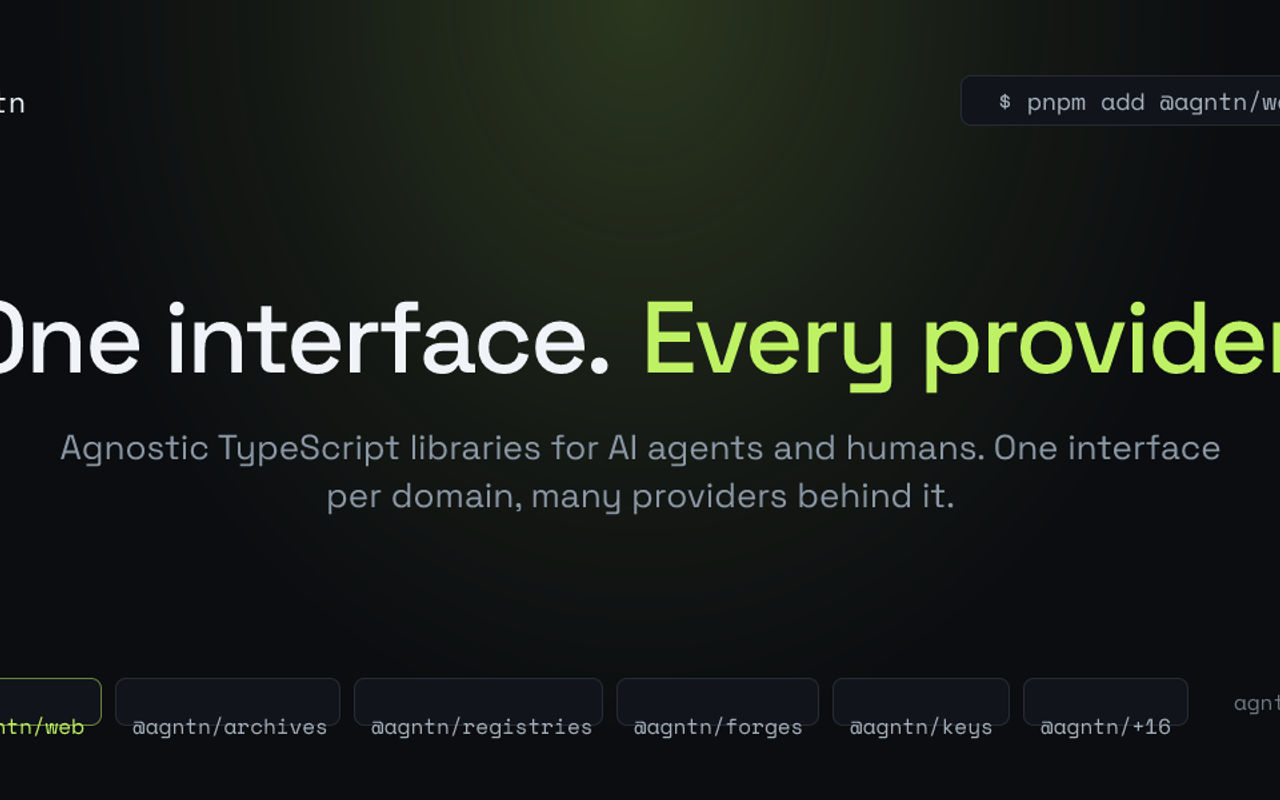 Homepage screenshot of agntn.dev