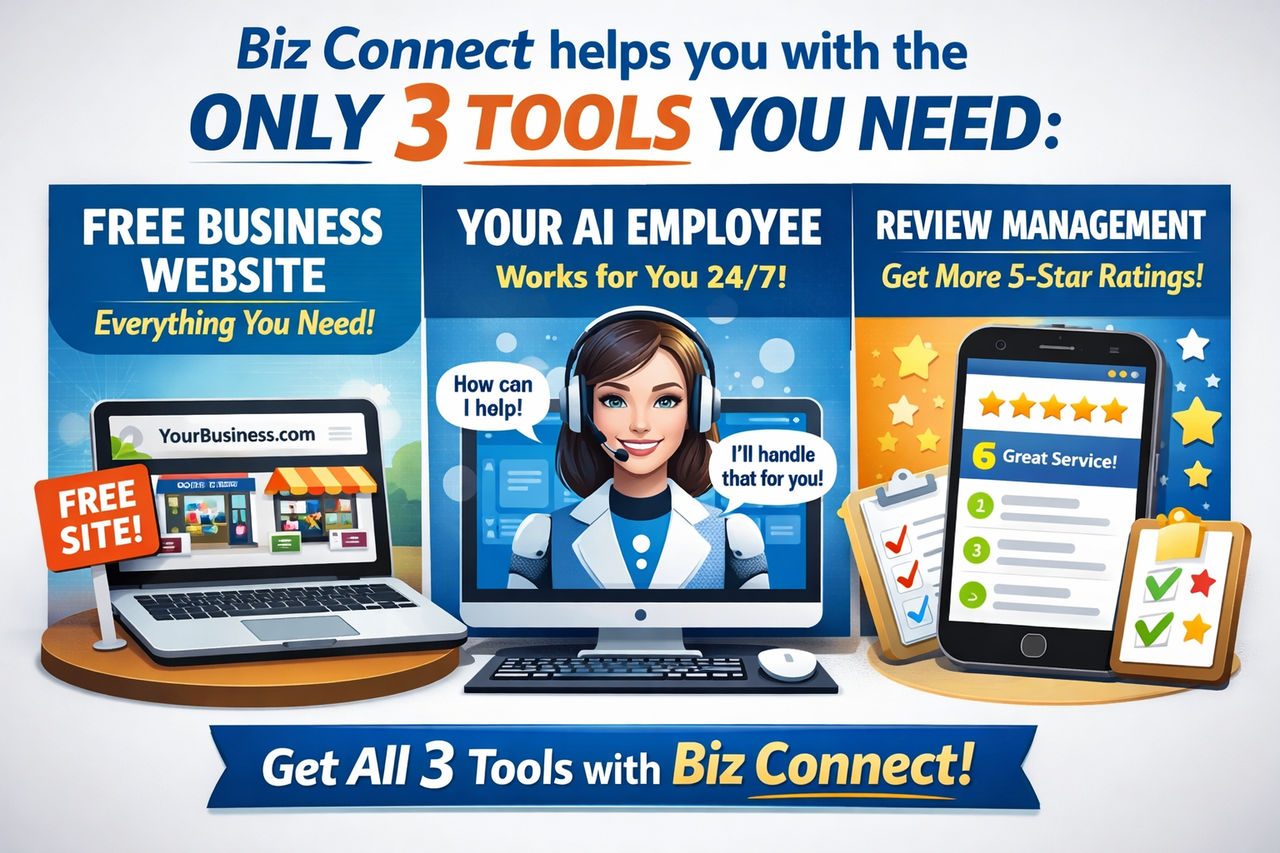 Homepage screenshot of aibizconnect.com