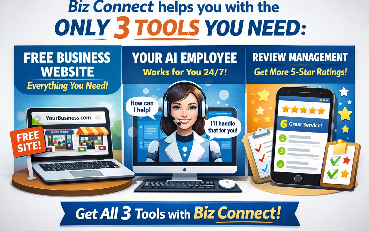 Homepage screenshot of aibizconnect.com