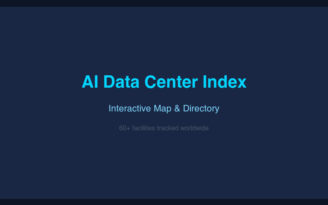 Homepage screenshot of aidatacenterindex.com
