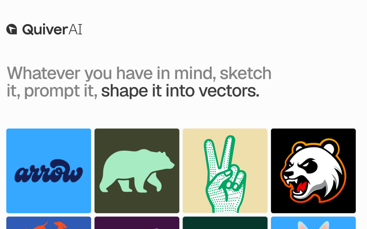 Homepage screenshot of app.quiver.ai
