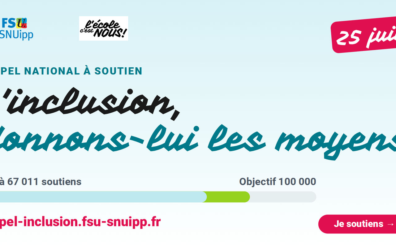 Homepage screenshot of appel-inclusion.fsu-snuipp.fr