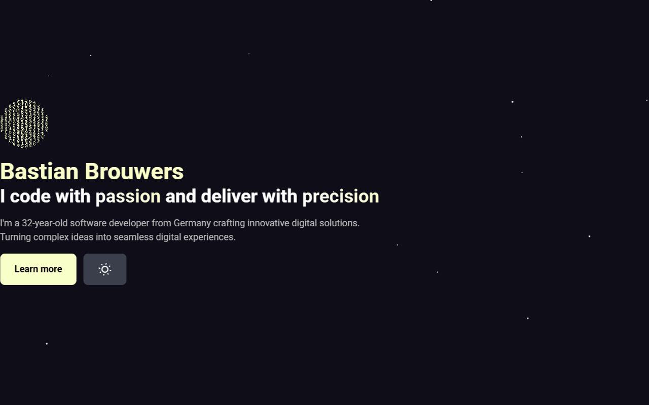 Homepage screenshot of bastianbrouwers.dev