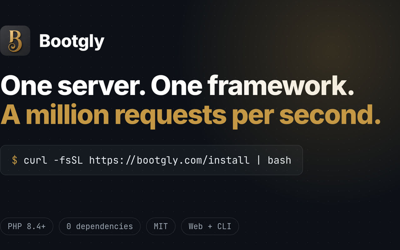 Homepage screenshot of bootgly.com