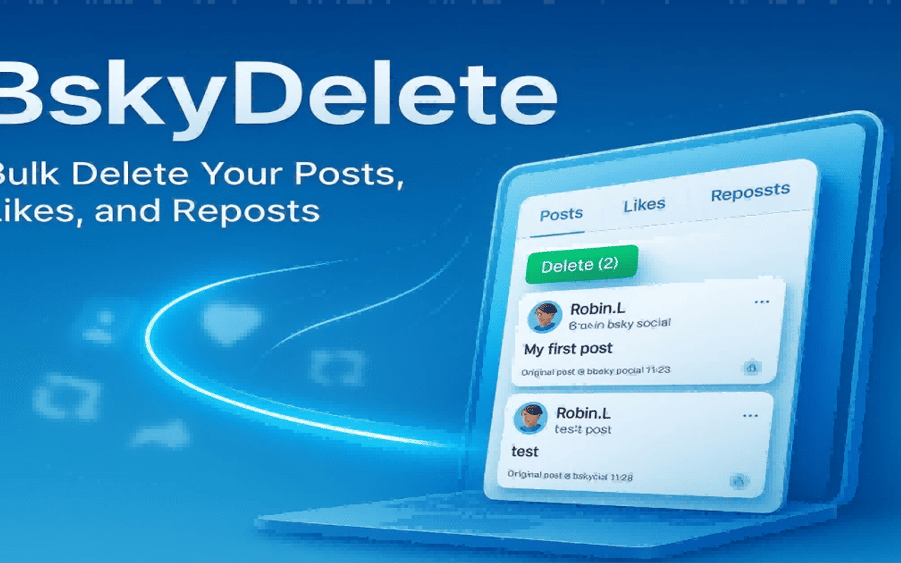 Homepage screenshot of bskydelete.com