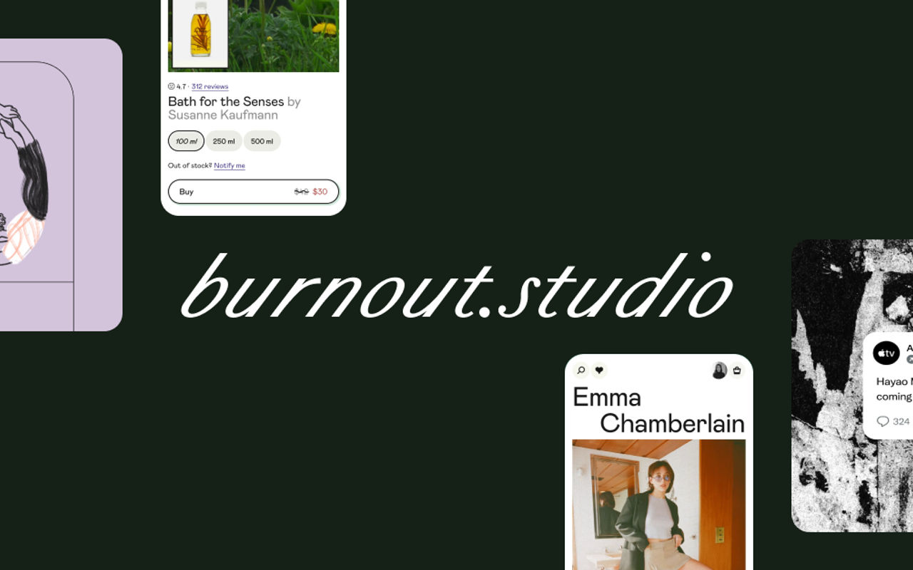 Homepage screenshot of burnout.studio