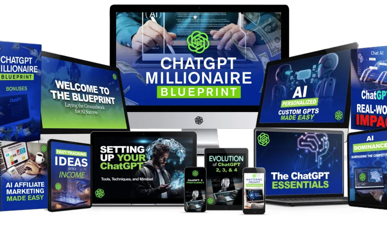 Homepage screenshot of chatgptmillionaireblueprint.com