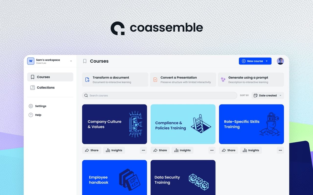 Homepage screenshot of coassemble.com