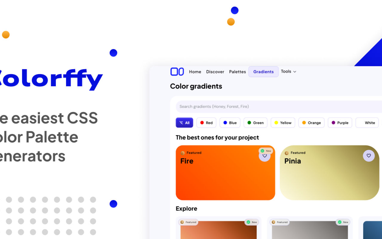 Homepage screenshot of colorffy.com