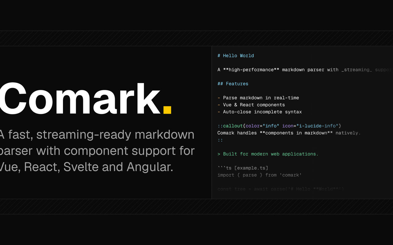 Homepage screenshot of comark.dev