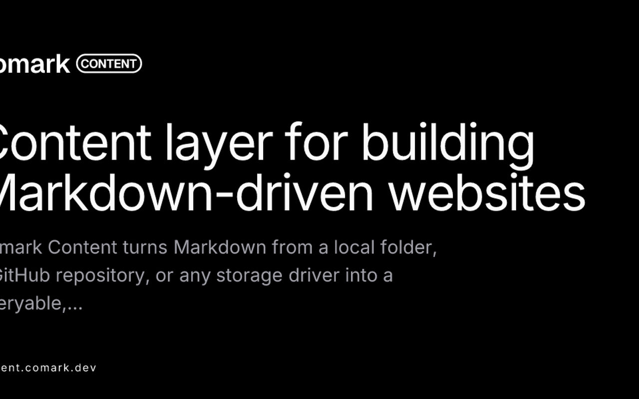 Homepage screenshot of content.comark.dev