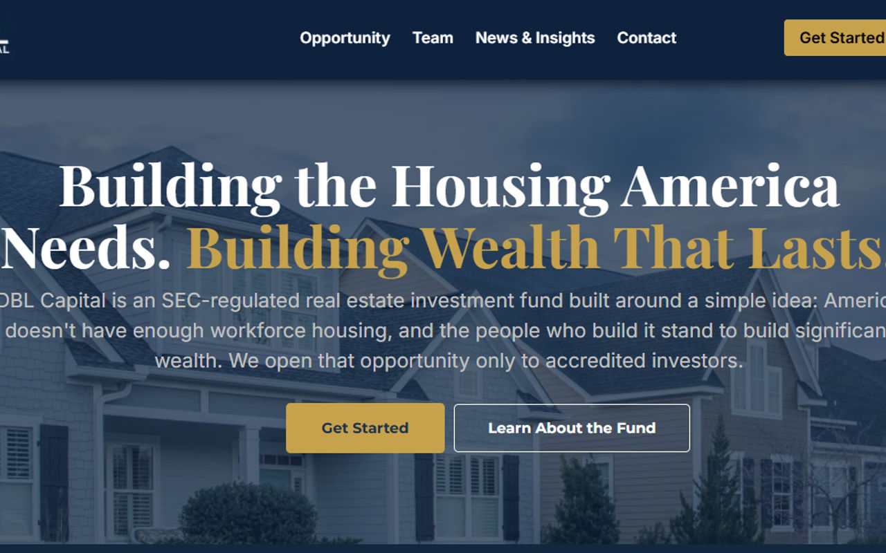 Homepage screenshot of dblcapital.com