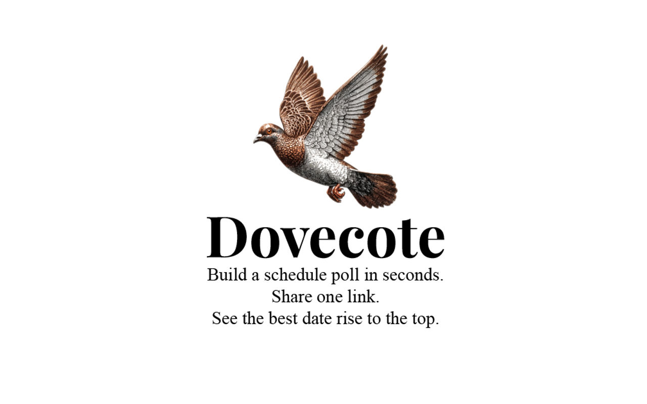 Homepage screenshot of dovecote.shufflewick.com